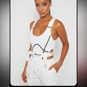 Alexander Wang Cream Bodysuit with Black Detailing